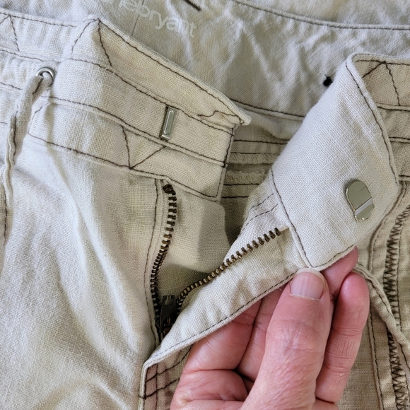 Lane Bryant Linen Cotton Blend Crop Pants Contrast Stitch Tan Pockets Size 14 - Picture 6 of 12